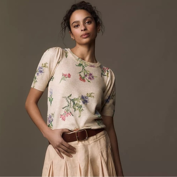 Anthropologie Sweaters - NWT By Anthropologie Short-Sleeve Printed Sweater